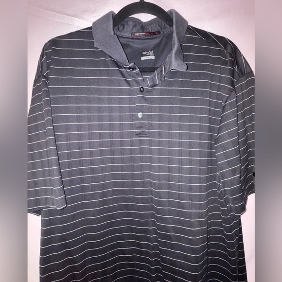 Nike Men's Black and Gray Striped Polo Shirt Tiger Woods Collection - Picture 6 of 10